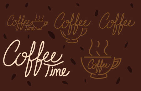 set of different text coffeeのイラスト素材