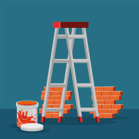 renovation color paint and bricksのイラスト素材