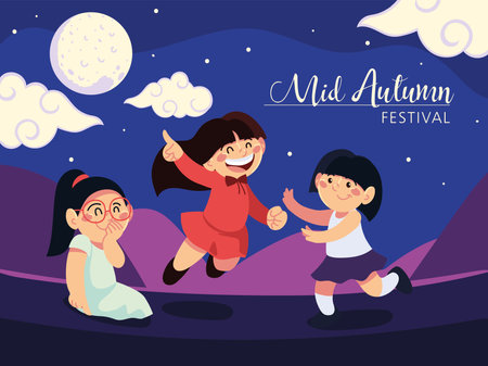 mid autumn festival posterのイラスト素材