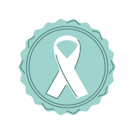white ribbon in badgeのイラスト素材