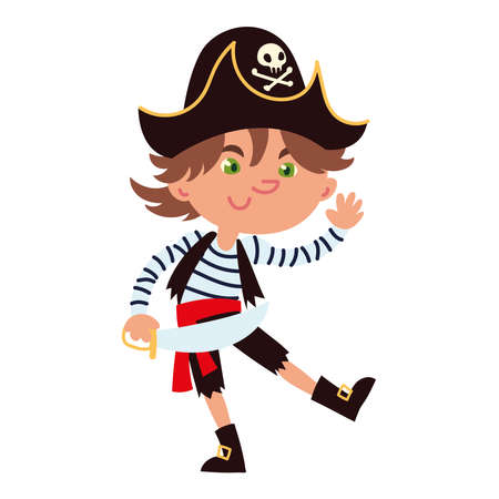 little boy in pirate costumeのイラスト素材