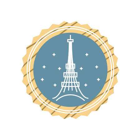 eiffel tower labelのイラスト素材