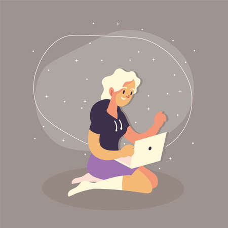 woman using laptopのイラスト素材