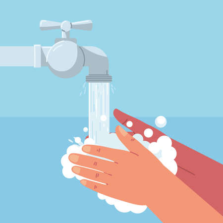 hand washing bubblesのイラスト素材