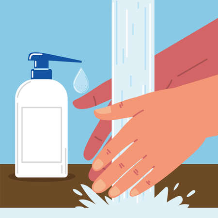 hand washing and liquid soapのイラスト素材