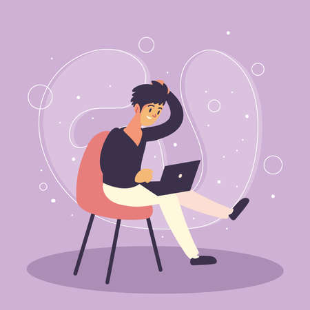 man working in laptopのイラスト素材