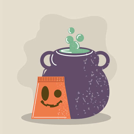 halloween cauldron and packのイラスト素材