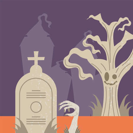 halloween hand and gravestoneのイラスト素材