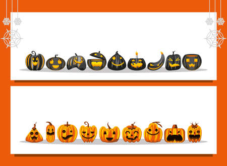 halloween pumpkins bannerのイラスト素材