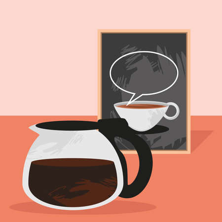coffee pot with chalkboardのイラスト素材