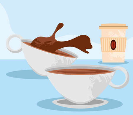 cups and disposable of coffeeのイラスト素材