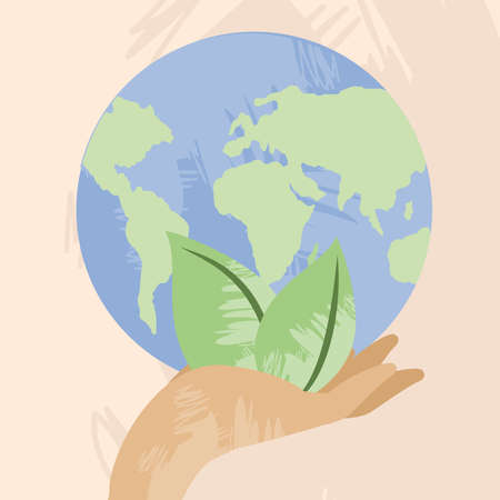 environmental hand with worldのイラスト素材