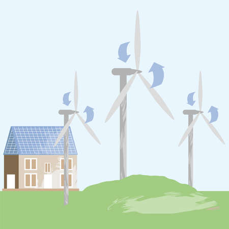 windmill in the grassのイラスト素材