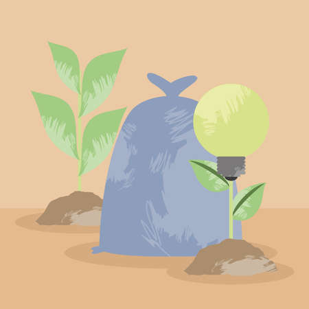 ecology light bulb and plantのイラスト素材