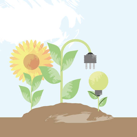 eco electric and flowerのイラスト素材