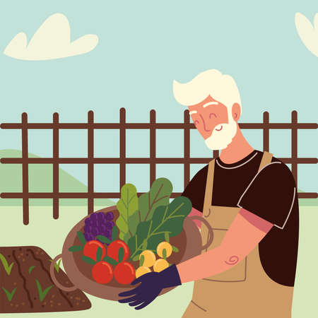 farmer old manのイラスト素材