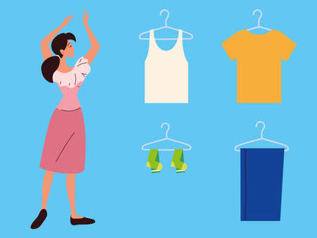laundry woman iconsのイラスト素材