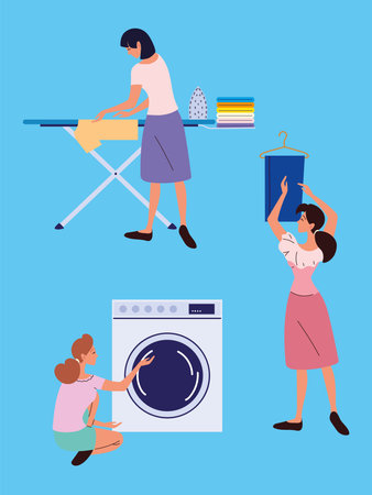 women and laundryのイラスト素材