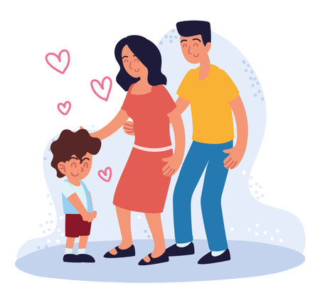 happy couple and adopted boyのイラスト素材