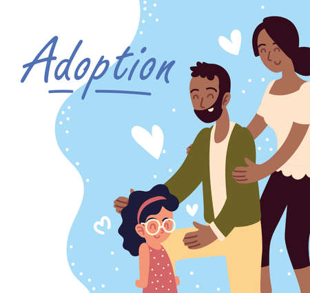 adoption couple and girlのイラスト素材