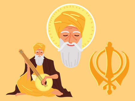 guru nanak jayanti face iconsのイラスト素材