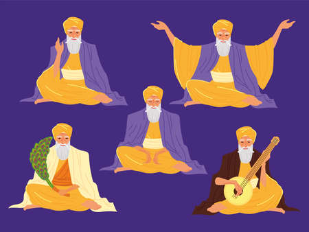 character guru nanak jayantiのイラスト素材