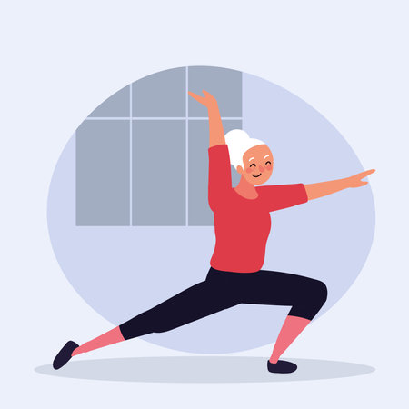 old woman practicing yogaのイラスト素材