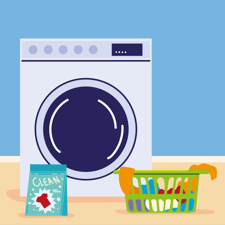 wash machine for laundryのイラスト素材
