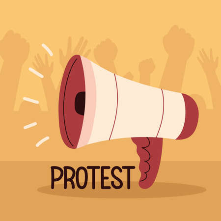 protest megaphone relatedのイラスト素材