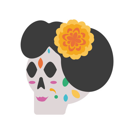 mexican female skullのイラスト素材