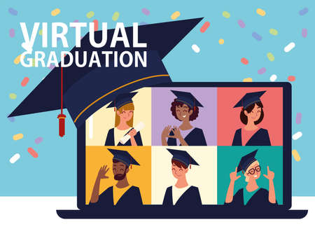 virtual graduation videoのイラスト素材