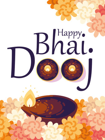 bhai dooj floral cardのイラスト素材