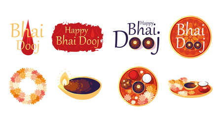 icon set of bhai doojのイラスト素材