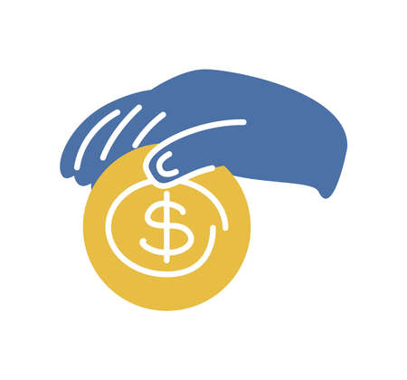 hand holds coinのイラスト素材