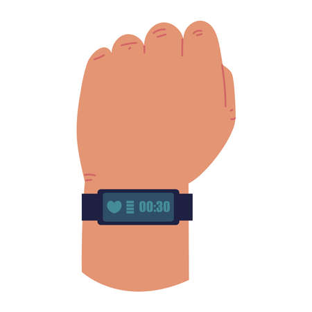 hand with wearable healthのイラスト素材