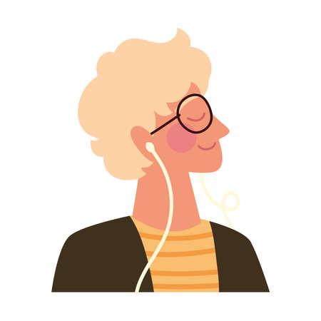 guy using earphonesのイラスト素材