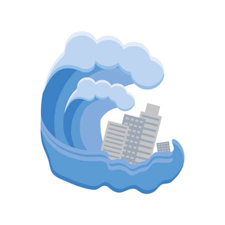 city flood climate crisisのイラスト素材