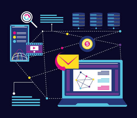 network technology and connectionのイラスト素材