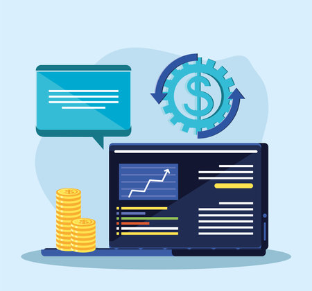 online financial management, money exchangeのイラスト素材