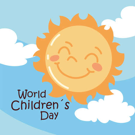 world childrens day, cute sun cardのイラスト素材