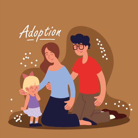 adoption, happy familyのイラスト素材