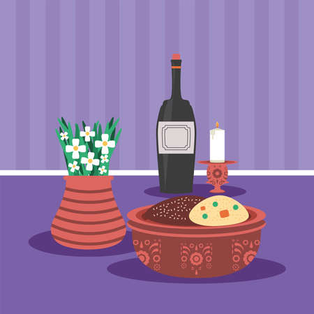 wine candle and cookiesのイラスト素材