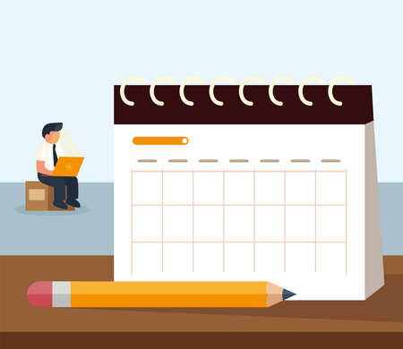 businessman calendar and pencilのイラスト素材