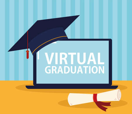 virtual graduation elearningのイラスト素材