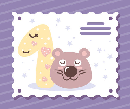 baby number and bearのイラスト素材