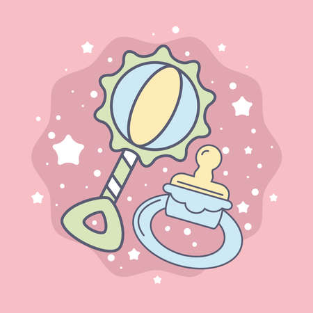 baby rattle and pacifierのイラスト素材
