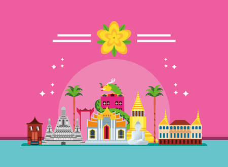 thailand landmarks placesのイラスト素材