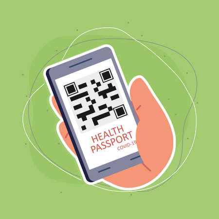 hand with digital health passportのイラスト素材