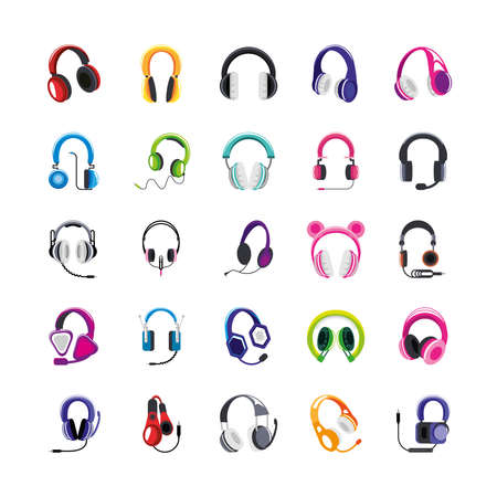 set of headphonesのイラスト素材