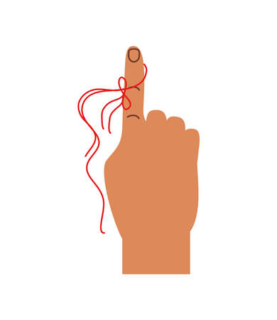 red string on index fingerのイラスト素材